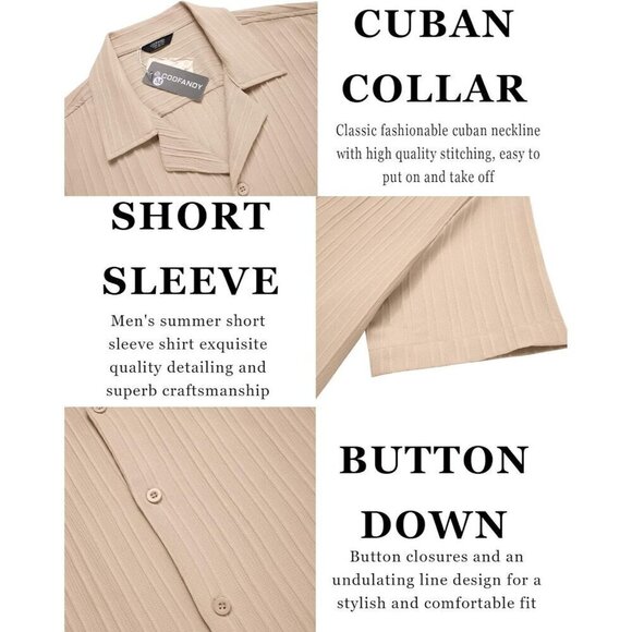 ❤️Men's Brown Shirts Short Sleeve Casual  Button Down Shirt Summer Beach Shirt - Picture 5 of 7